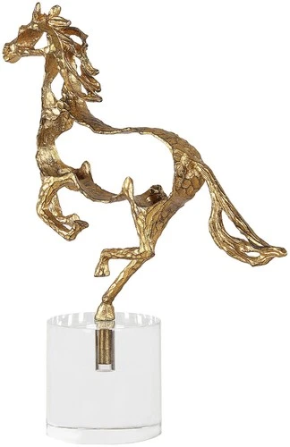 Uttermost 18146 Gallop 14-3/4" Tall Crystal and Zinc Animals - Crystal / Gold - Picture 1 of 4