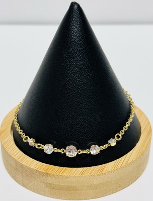 Avon Saq Gold Tone Rhinestone Anklet 9.5 Inch. 