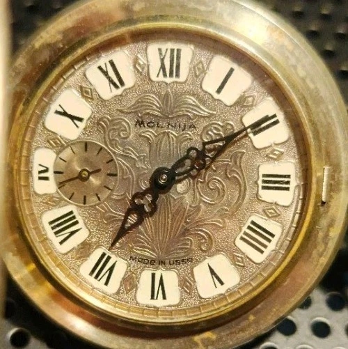 Vtg. USSR Russia Pocket Watch MOLNIJA  15j Hunter's Case Double Headed Eagle - Image 3 of 4
