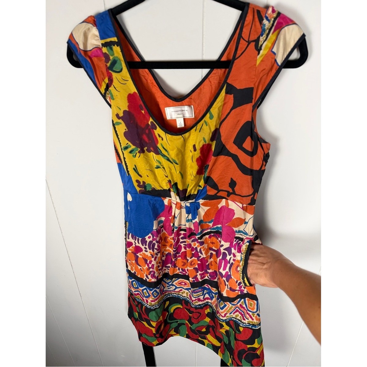 Moulinette Souers 100% Silk Dress Anthropology Abstract Artsy Dopamine Size 2 View 5