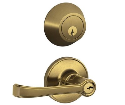 Schlage JC60  TOR 609 Single Cylinder Keyed Entry Lock Deadbolt, Antique Brass