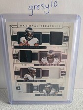 Panini 2025 National Treasures NFL Gear Quad Materials Eagles Hurts Barkley Ca..