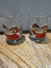 Vintage Santa Coca-Cola Highball Glasses Set Of Two Gold Rimmed