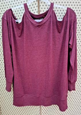 Next Active Mediumweight Long Sleeve Sports Top Maroon Size 16 Cold Shoulder New