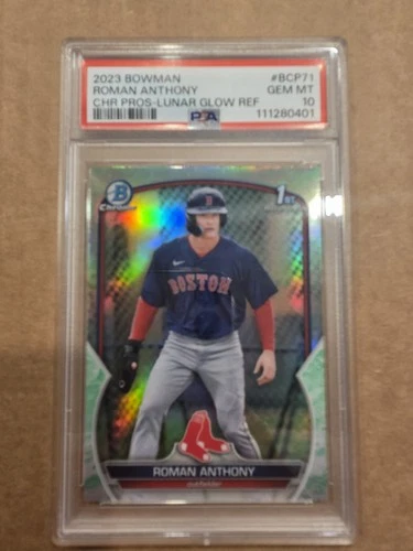 ROMAN ANTHONY 2023 Bowman 1st Year Lunar Glow Refractor PSA 10 GEM MINT