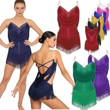 Women MIni Dress Jazz Bodysuit Waltz Dancewear Gymnastics Performance Costume