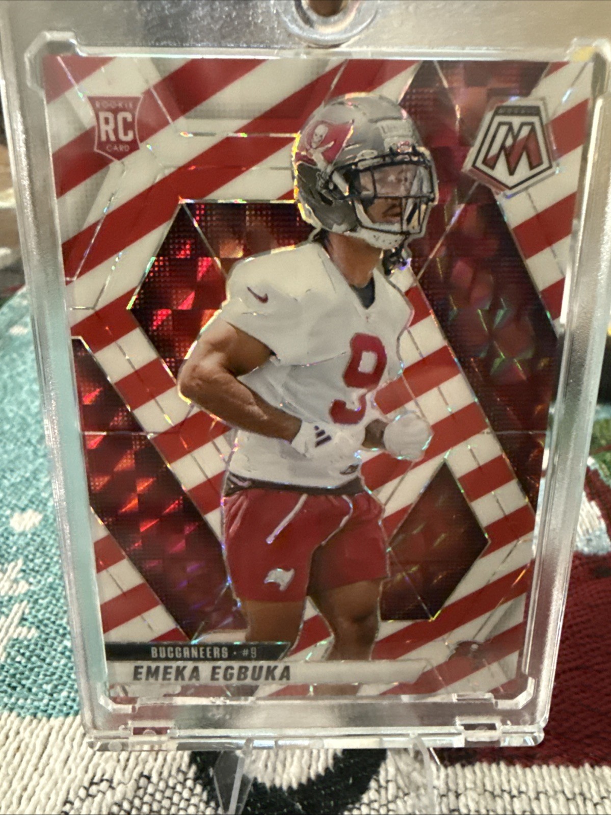 2025 Panini Mosaic #376 EMEKA EGBUKA Rookie RC Red & White Stripe Prizm