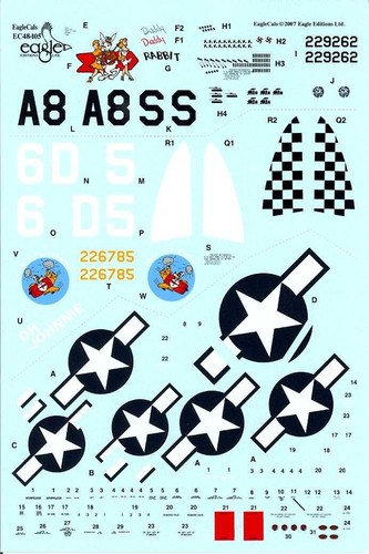 EagleCals Decals 1/48 REPUBLIC P-47D THUNDERBOLT Daddy Rabbit & Oh Johnnie - Picture 2 of 5
