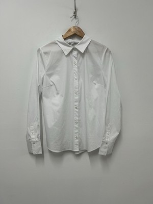 Veronica Beard Shirt weiß Knopfleiste Langarm Kragen Damen Top Gr. 12