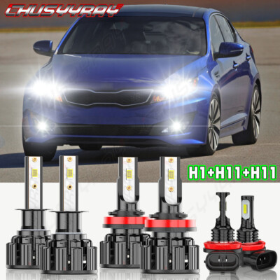 6x Combo H1+H11+H11 6000K LED Headlight High Low Beam Lamp Fog Light Bulbs Kit
