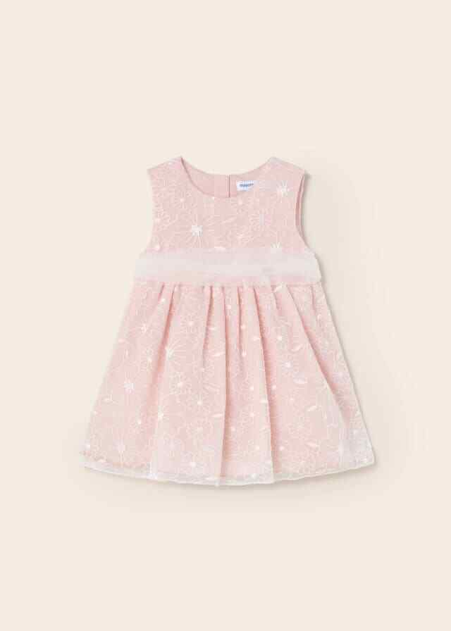 ABTO VESTITO VESTITI CERIMONIA BAMBINA MAYORAL 1948 ROSA ORIGINALE