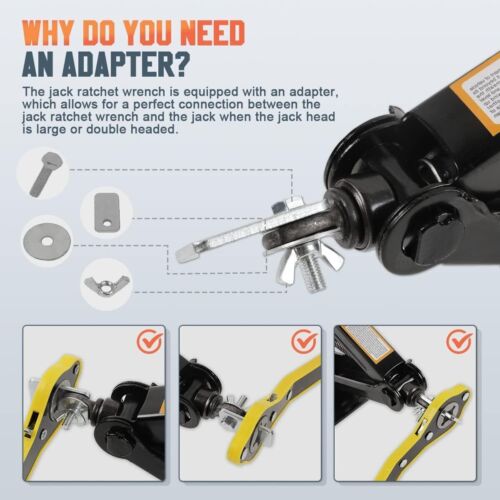 Car Scrissor Jack Ratchet Wrench Garage Tire Wheel Lug Repair Tool Labor-Saving - Foto 7 di 11