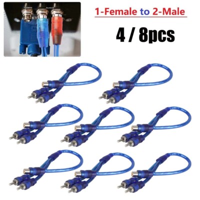 4/8Pcs RCA Y Splitter Audio Jack Cable Adapter 1 Female to 2 Male Connector USA