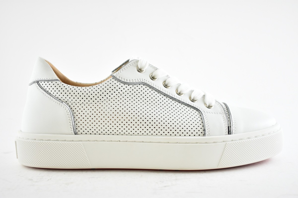 Christian Louboutin Vieirissima Flat White Perforated Leather Low