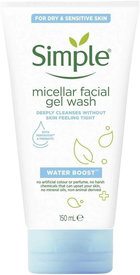 SIMPLE Micellar Facial Gel Wash , Waterboost - 150ml free shipping world wide