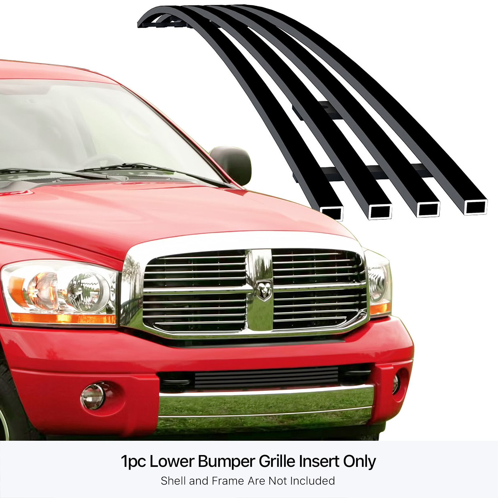 For 2006-2008 Dodge Ram Pickup Stainless Black Bumper Billet Grille Insert