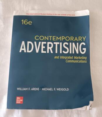 Contemporary Advertising Integrated Marketing Communications 16th Ed Used
