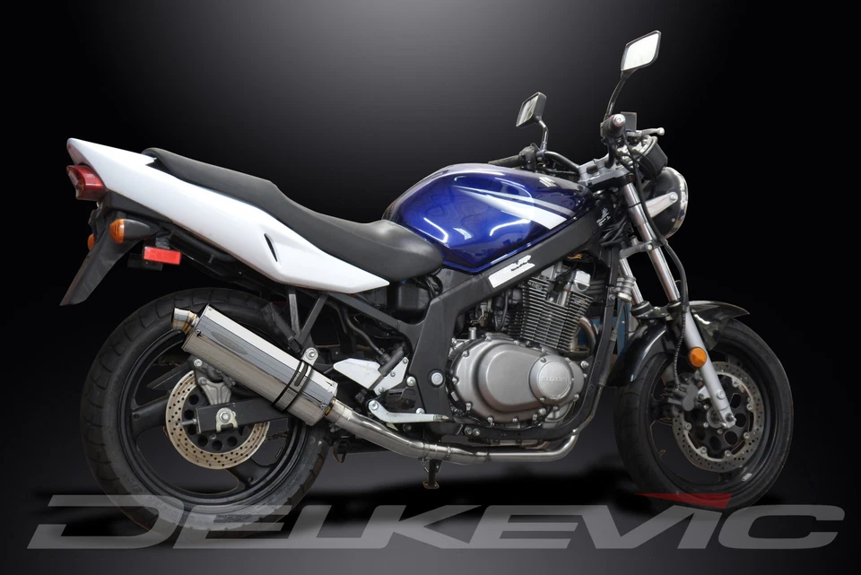 Silenciador escape completo Suzuki GS500 E/F 1989-2009 2-1 14" ovalado inoxidable Foto 4 de 4