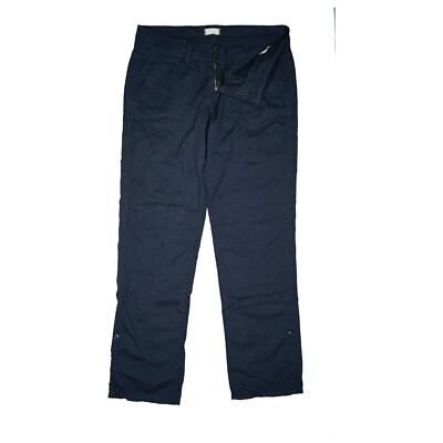 ESPRIT Damen Hose straight Leg Stoff Turn Up Capri 38 W30 L30 marine blau Sommer