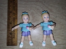 2 Vintage Playskool Dollhouse Blond Toddler Babies