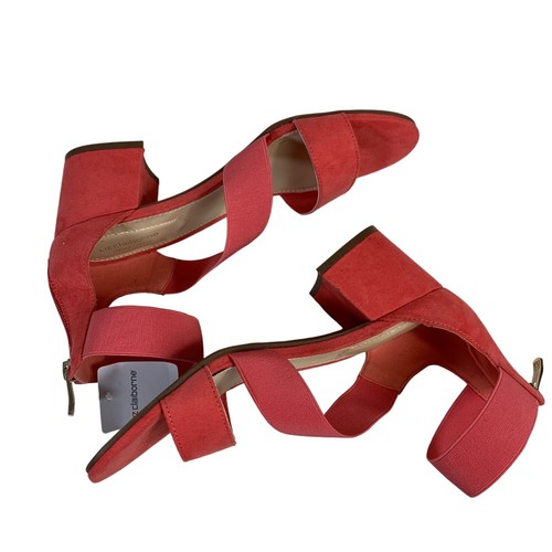 Liz Claiborne Sandals Sz 8.5 Coral Cross Strap Suede Chunky High Heel Dress Shoe - Picture 10 of 15