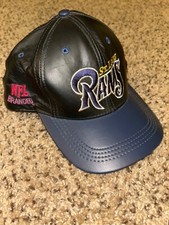 Vintage St. Louis Rams Leather SnapBack Hat 80s NFL Branded Cap Made In USA