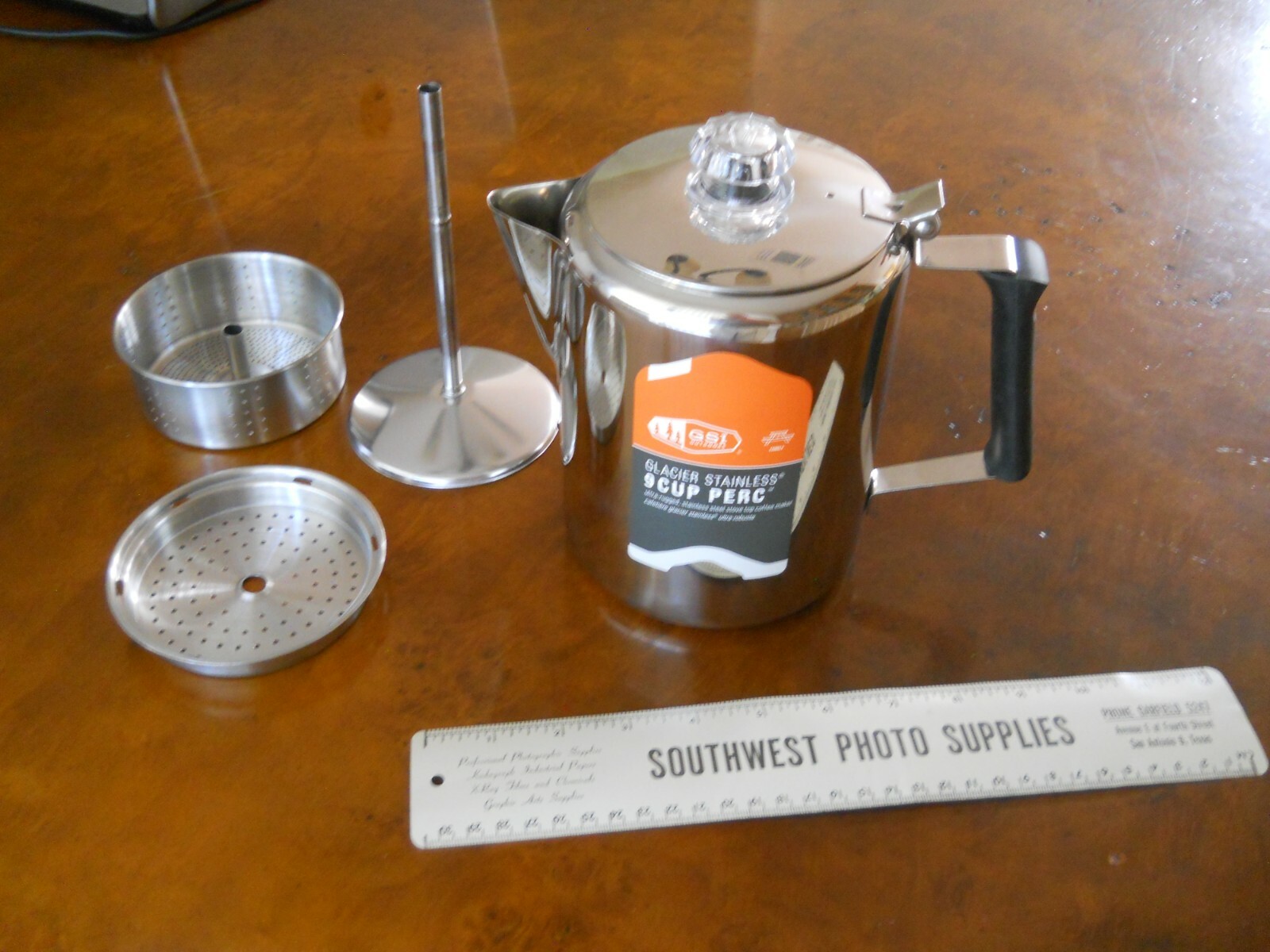 GSI OUTDOORS GLACIER STAINLESS 9 CUP STOVE TOP PERCOLATOR (NEW WITH TAGS)