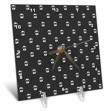 3dRose dc_6164_1 Desk Clock, Grey Skulls Print, 6 by 6-Inch 6x6 Desk Clock