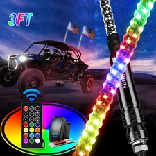 Nilight 2PCS 3FT Spiral RGB Led Whip Light w/RGB Chasing/Dancing Light