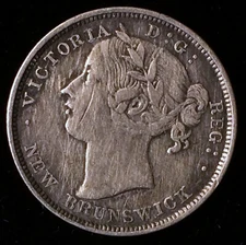 1862 New Brunswick Silver 20 Cents, Queen Victoria, Scarce Coin!