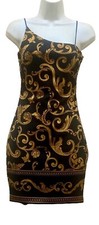 NWT! GUESS Jenny Gilded Floral Stretchy Bodycon Asymmetrical Shoulder Dress, XS