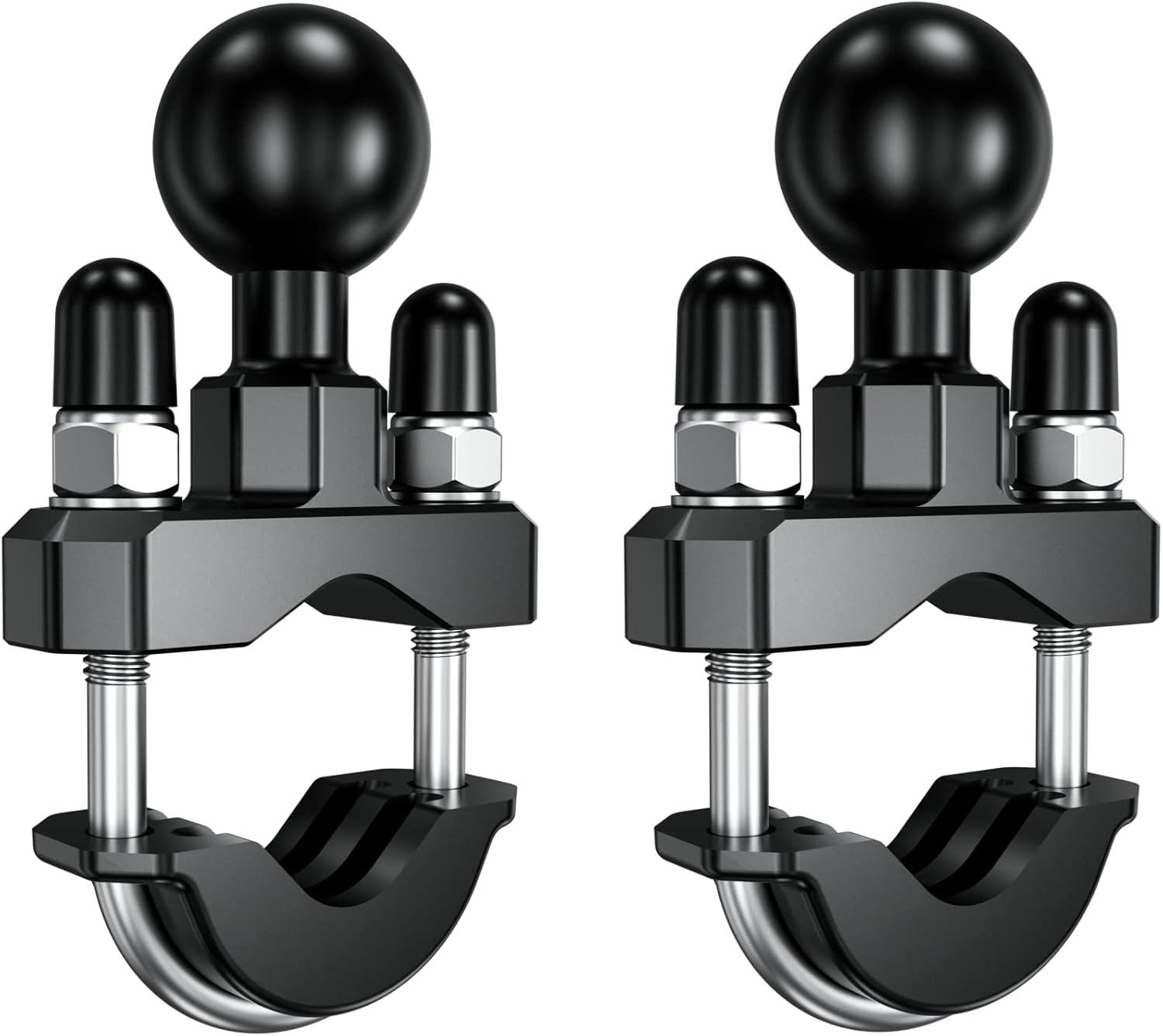 2 Pack, Handlebar U-Bolt Mount Base with 1'' TPU Ball for Rails 0.5'' to 1.25''