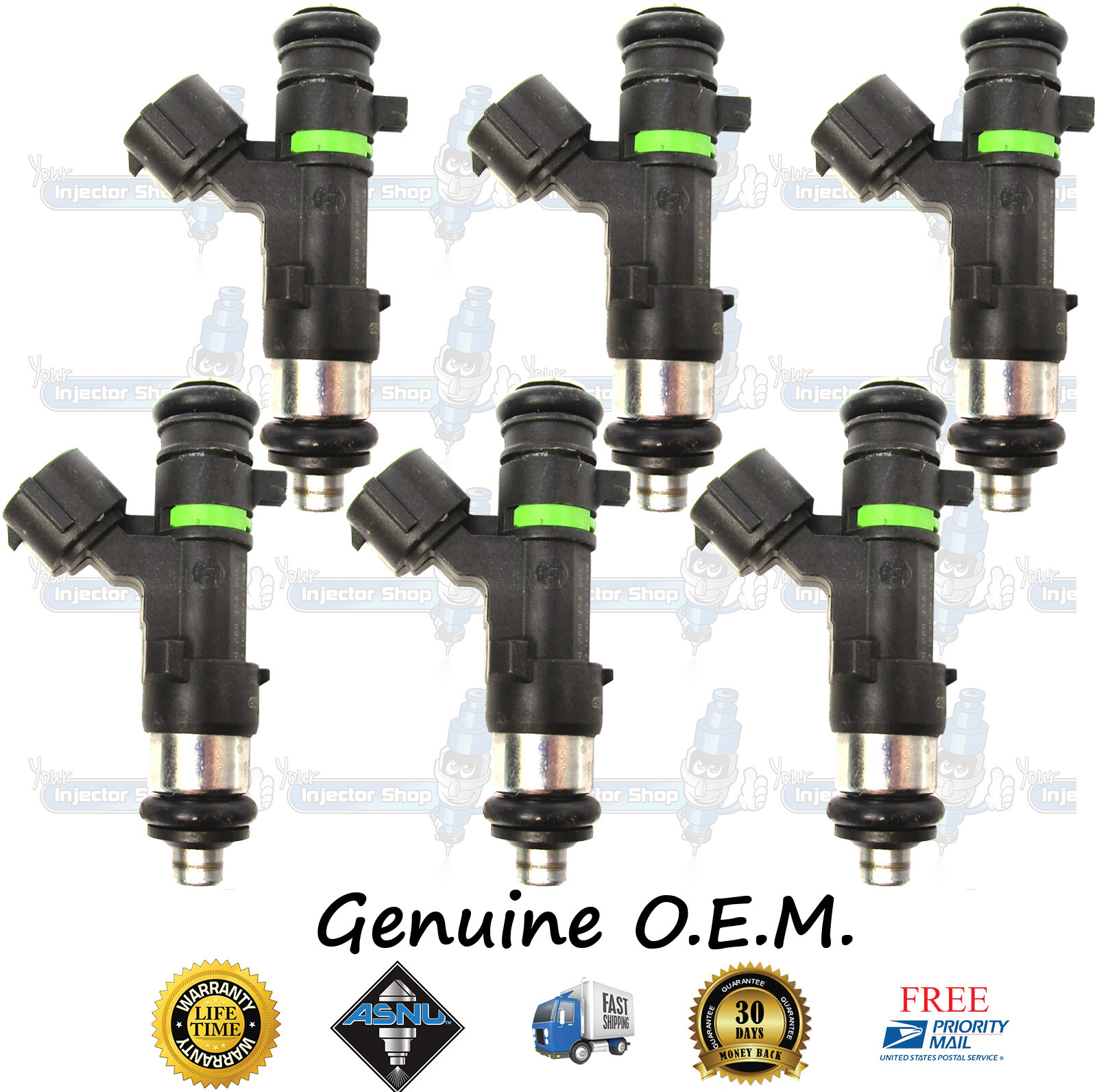 Купить Genuine Nissan 6x Fuel Injectors OEM 0280158005 166007Y000 на