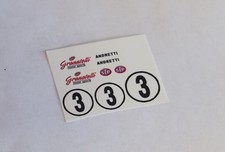 1/32 Strombecker Eldon slot car WATERSLIDE Decal Sheet 3 Andretti CHAPARRAL