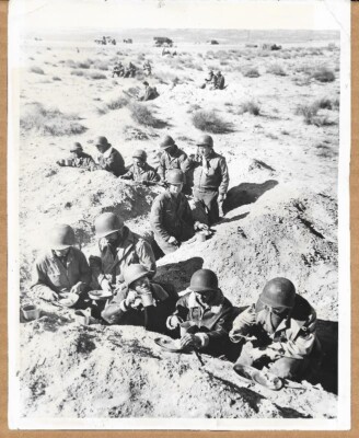 1943 USAAF Forward Airfield Chow Time in Trench Tunisia Original Press Photo