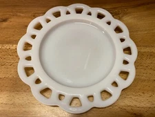  Vintage Milk Glass White Tidbit Cookie Tray Deep Dish Plate Pierced 8 1/2"