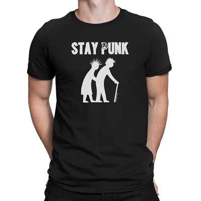  T-Shirt Herren BIO Baumwolle STAY PUNK alte Musikband Gitarre Trommel Rock Musik Geschenk