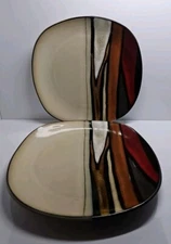 Set of 2 Gibson Elite Matrice Red Salad Plates Rustic Stoneware, Rare!