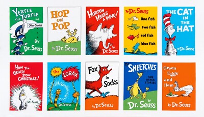 Dr. Seuss Book How The Grinch Stole Christmas Fox in Socks Panel Cotton Fabric 
