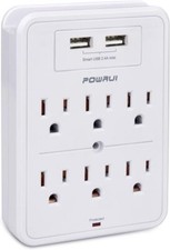 POWRUI Surge Protector, USB Wall Outlet Splitter 6 Outlets 2 USB for Home Office
