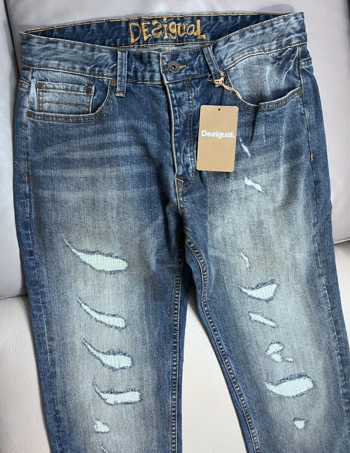 Desigual Men’s Distressed Straight Jeans - Size 32 - MRSP$170 image 2