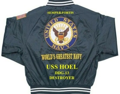 USS HOEL  DDG-13 DESTROYER EMBROIDERED SATIN JACKET(BACK ONLY)