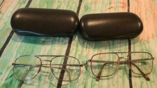 Vintage Glasses Eyeglass Frames Retro Silver Color 1980 Style 2 Pairs