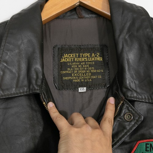 Vintage Excelled Type A-2 Leather Flight Bomber Jacket Mens 2XL - NY Fire Dept - Picture 5 of 9