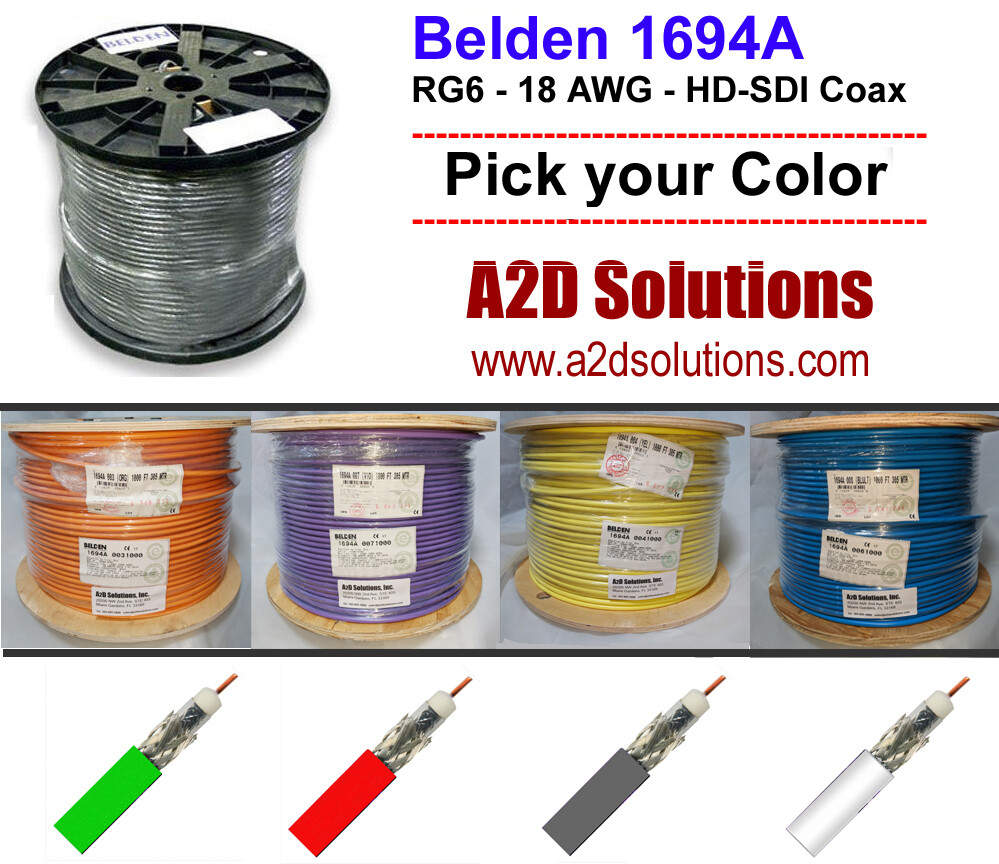 【manmanさん専用】BELDEN 1694A SDI 同軸デジタルケーブル Belden 1694A - 1000' - HD/SDI 18AWG RG6 HD - MULTIPLE COLORS | eBay