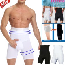 Men's Compression High-Waist Boxer Shorts Tummy Slimmer Body Shaper Girdle Pants
