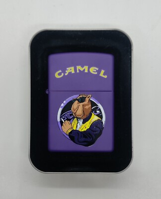 Vintage 1997 Zippo Joe Camel Window Purple Matte Cigarette Lighter