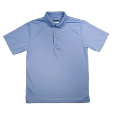 Men's PGA Tour AIRFLUX Short Sleeve Light Blue Polyester Polo Shirt Size Small
