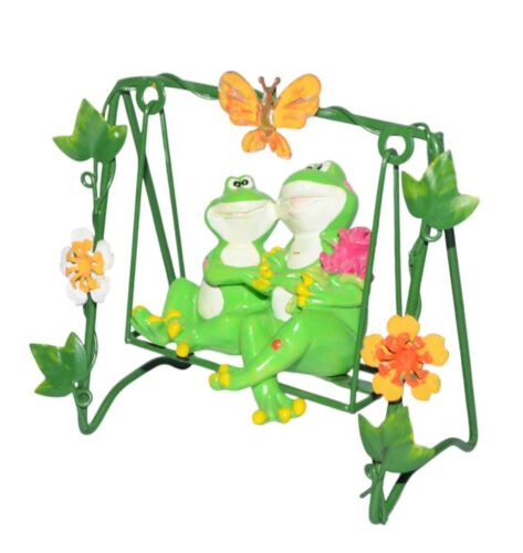 Figura Pareja Rana Oscilante Amor Kitsch Alambre Flores - Imagen 6 de 6