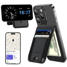for MagSafe Wallet Stand with Money Clip, Anti-Lost Magnetic Black
